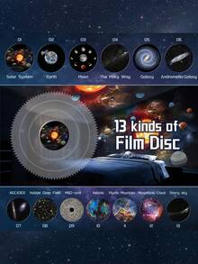 1PC Galaxy Globe Projector Light 13 Slides HD Focusable Starry Sky Lamp Bedroom Atmosphere Night Light For Room Decor Astronomy Gift - White - View 3