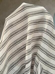 SHEIN 孕妇休闲条纹高腰裤 - 卡其色 - 查看 6