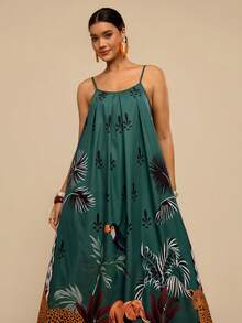 Travachic Tropisches Muster Ärmelloses Lässig Kleid in Große Größen - Verschiedenfarbig - Übersicht 5