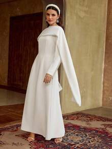 ZEYLAH Đầm dự tiệc thường ngày màu trơn dành cho nữ, đính ngọc trai giả, thích hợp cho mùa xuân/hè. - trắng - Xem 7