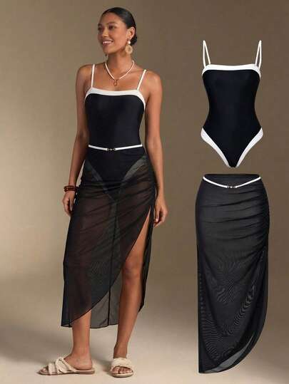 Swim Oasis 2026SS New Women's Swimwear Arrival For Holiday, Date, Western, Cruise, Beach, Island, Road Trip, All Seasons, Music Festival, Boho Vacation,Bohemian Vacation, Chill Autumn Boho Y2K Pleated Shorts, Elegant Vintage Casual 2pcs/Set Retro Contrast Color Casual Beach Vacation One Piece Swimsuit For Women Black Dress With Slit Strapless Maxi Dress Women Sexy Elegant Dress Tube Top Dress Strapless Black Dress Skirt Swimsuit Set Mesh Two Piece Set 2 Piece Skirt Sets Woman Sexy Skirt Set Curve Skirt Set Three Piece Swimsuit Set Bathing Suit Set 3 Piece Swim Skirt Set Two Piece Dresses For Women 2 Piece Dresses For Women Women 2 Piece Outfit Sets For Women Two Piece Club Outfits For Women Dress Sets For Women Outfits
