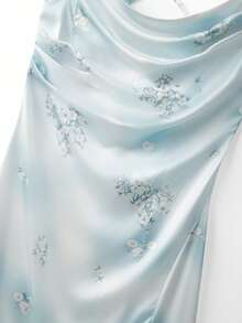 GlowEve 女士优雅缎面印花吊带高开衩连衣裙，春夏款 - 彩色 - 查看 4