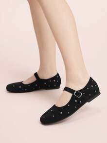 CUCCOO DOLLMOD Women's New Fashion College Wear Black Star Embroidered Flat Sole Shoes Versatile - Black - View 3