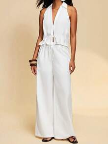Travachic Women's Elegant White Summer 2 Pieces Set,Casual Vacation Holiday Camisole And Skirt Outfit,Boho Chic Beach Woven Bohemia Style Graduation Clothes - White - View 5