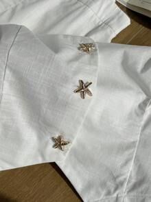 Comfortcana Plus Size Women Metal Starfish Button Vest And Shorts Casual Suit Set - White - View 5