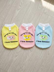 PETSIN Pet Clothing, Dog Clothing, Cat Hoodie, Casual Vest, Spring And Summer New Item, Small Animal Printed Vest, Cool Casual Wear, Cartoon Hoodie - Multicolor - View 1