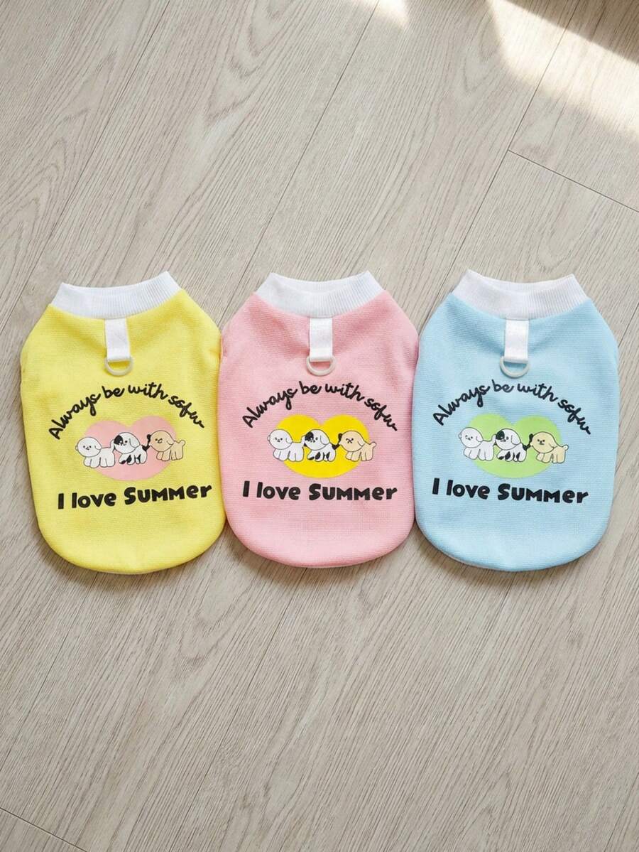 PETSIN Pet Clothing, Dog Clothing, Cat Hoodie, Casual Vest, Spring And Summer New Item, Small Animal Printed Vest, Cool Casual Wear, Cartoon Hoodie - Multicolor - View 1