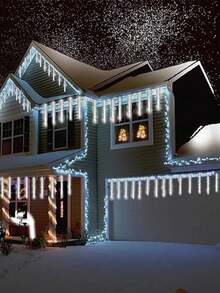 1PC Solar Powered Outdoor Christmas Light, Solar Raindrop String Light, 8 Tubes 192 LED Meteor Shower Light, Raindrop, Snowflake, Icicle Waterfall Light, Suitable For Christmas Decoration, Wedding Party Lighting 2pcs/4pcs Solar Powered Outdoor Lights, LED Solar Garden Decorative Lights - multicolor - View 7