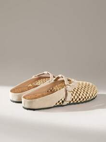 Solecia Giày nữ mùa xuân hè kiểu dáng mới, hình chữ T có trang trí, mũi tròn, thoải mái và đơn giản, giày bệt nữ đi nghỉ mát, không thể thiếu cho việc đi làm, phong cách thường ngày và đa năng. - Màu be - Xem 4