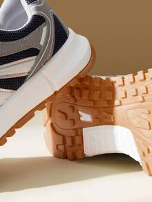 CUCCOO EASI Giày thể thao nữ thường ngày, da PU, đế bằng, nhẹ, thoải mái, giày chạy bộ màu trắng. - Bạc - Xem 4