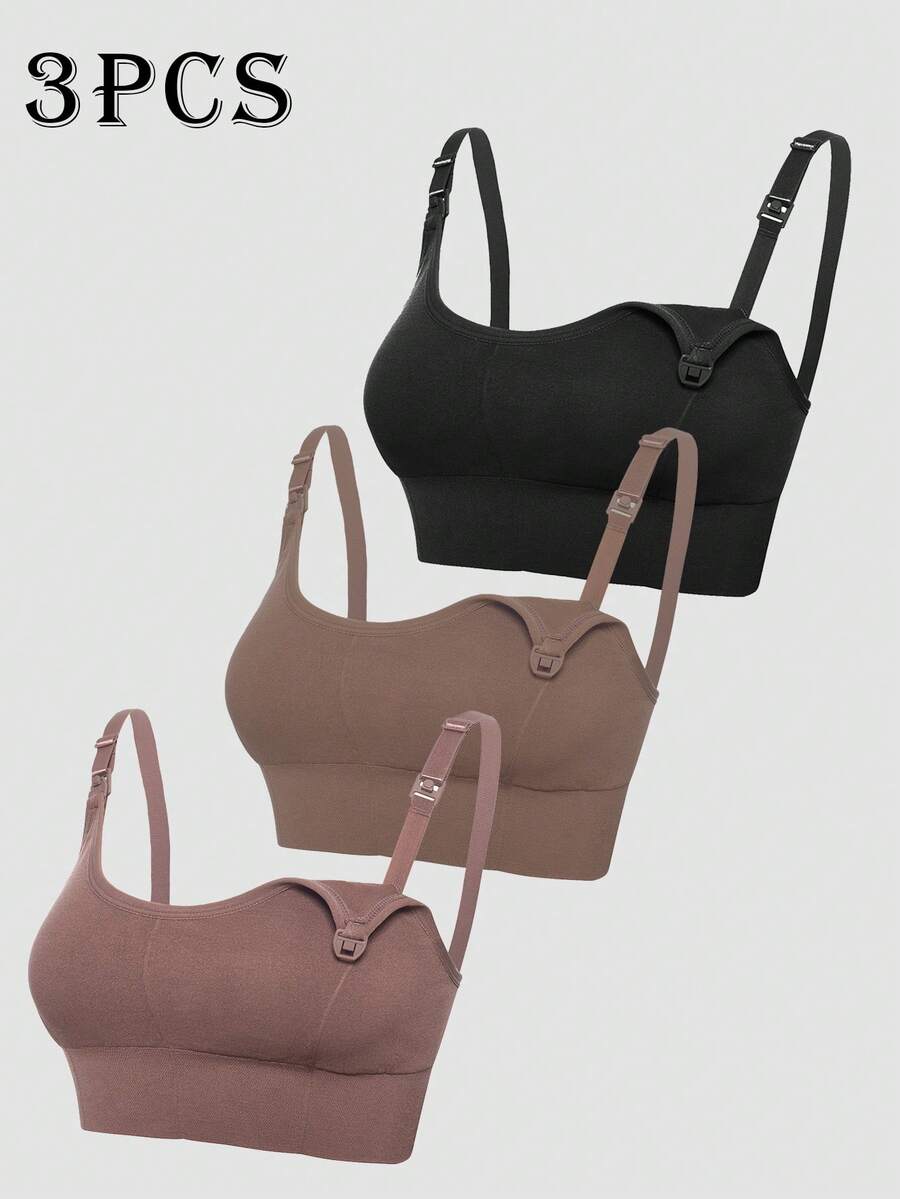 Moonlight&Mama 2件/套 无缝简约纯色舒适高品质便携孕妇文胸，超值 - 彩色 - 查看 1