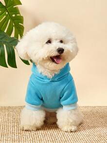 PETSIN 1 Piece Of Sausage Dog Letter Printed Pet Blue Sports Style Thick Warm Spring And Autumn Pet Clothing Hoodie - Blue - View 7