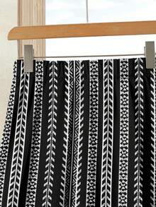 Rusticease 2件套女士休闲纯黑色上衣+几何条纹印花半身裙套装，女士夏季服装，夏季半身裙套装，半身裙套装，女士半身裙套装，印花半身裙套装，适合春夏季穿着 - 彩色 - 查看 7