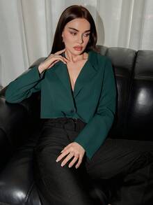 Bris Aura Women Short Casual Blazer Jacket, Workwear Top Fall Cloth For Women - Dark Green - View 1