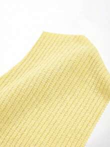 SHEIN Essnce 棉质华夫格针织吊带背心，宽肩带设计，简约风格，适合休闲、海滩、旅行、婚礼、派对、机场、居家穿着，时尚别致。 - 黃色 - 查看 8