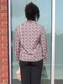 Steph T Camisa con estampado geométrico, blusas de manga larga - Marrón - Ver 2