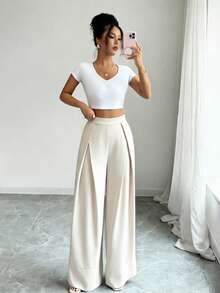 GlowEve Women's New Versatile Minimalist Straight-Leg Pants, Suitable For Commuting - Khaki - View 4