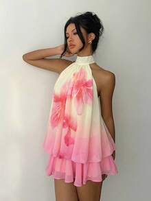 Aloruh 女士雪纺优雅奶油黄露背系带迷你连衣裙，女士约会连衣裙，女士夜间外出连衣裙，女士夏季连衣裙，女士蜜月旅行装，女士婚礼宾客连衣裙，海岛度假装，女士婚礼宾客连衣裙，女士太阳裙，女士优雅派对连衣裙，女士生日连衣裙 - 彩色 - 查看 8