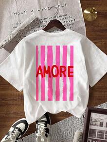 EMERY ROSE Camiseta de mujer de manga corta con cuello redondo y estampado casual, para verano - Blanco - Ver 6