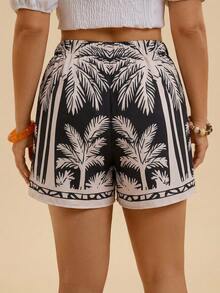 Travachic Quần short đi biển phong cách Bohemian cỡ lớn, thoải mái, có dây buộc và viền bèo nhún dành cho nữ. - Nhiều màu - Xem 2