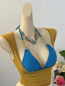 INAWLY Women's Solid Color Sleeveless Cropped Top For Beach Vacation - Yellow - View 1