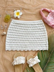 Soleia Váy mùa hè thời trang với họa tiết vỏ sò, màu trơn, khoét rỗng. - Màu Khaki - Xem 1