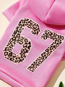 PETSIN 1 件数码印花 67 号宠物粉色运动风加厚保暖春秋季宠物连帽衫 - 粉色 - 查看 4