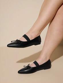 CUCCOO CURVES Women Shoes Women's Pointed Buckle Design Daily Versatile Fashion Wide Last Flat Sole Shoes - Black PU - View 4