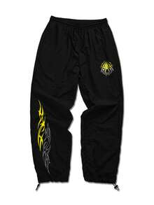 GymBeat Men's Spider Print Woven Jogger Pants - Black - View 2