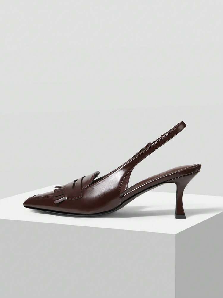 POINT TOE FRINGE DETAIL SLINGBACKS PUMPS SPRING SHOES