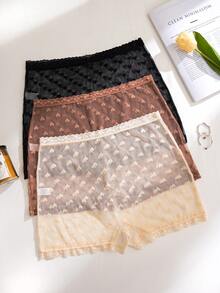 PetitDoll 3件套甜心提花网眼蕾丝边内裤 - 彩色 - 查看 2