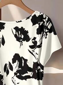 Mellowie 女士系带蝴蝶结衬衫和直筒裤两件套，碎花两件套，简约两件套，休闲两件套 - 彩色 - 查看 5