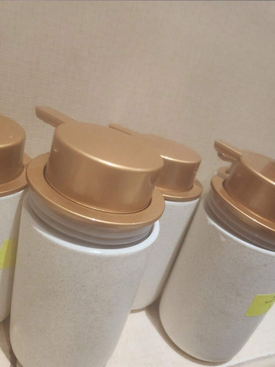 Foam Dispenser -1 Piece Of Simple Style Manual Push-Type Ceramic Soap Dispenser With Pump Shampoo Shower Gel Hand Soap Conditioner Kitchen Detergent Lotion Sub-Bottle Suitable For Bathroom, Hotel Homestay, Kitchen, Sink, Home Accessories (13.5oz/400ml ) - Multicolor - View 1