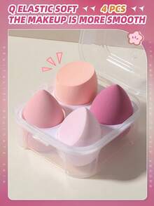 4 Pcs Makeup Sponge Set With Storage Box Multi Function Applicator For Liquid Powder Foundation Blender Travel Cosmetic Tool Kit Christmas Stocking Stuffer Gift Idea - Multicolor - View 8