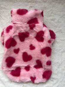 Casaco de inverno de lã polar para cachorro/filhote, com gola e zíper, confortável, com estampa de coração rosa, ideal para cães e gatos em climas frios. - Rosa Quente - Ver 6