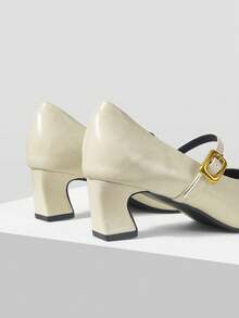 Mnmlis New Spring And Autumn Temperament Socialite Style Women's Single Shoes, Retro Word With Small Heels - Off-white - View 4