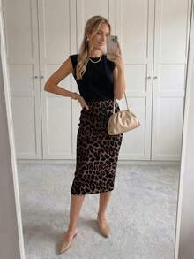 EMERY ROSE 2件套女士猎豹纹拼接迷你裙，夏季豹纹休闲款 - 彩色 - 查看 3