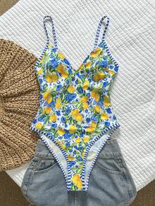 Swim Vcay-D Women's Random Print Spaghetti Strap One-Piece Swimsuit, Spring/Summer - Multicolor - View 4