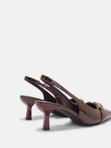 CUCCOO CURVES Women Shoes Women's Pointed Buckle Design Everyday Versatile Fashion Wide Last High Heels - Coffee Brown - View 9