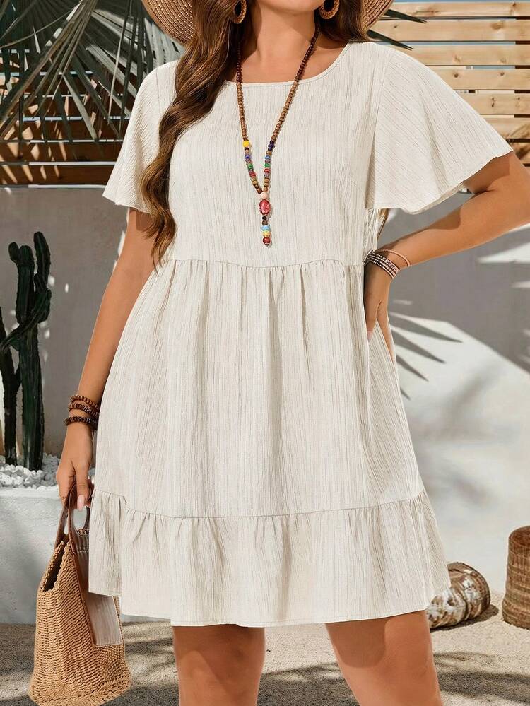 Plus Size Vacation Casual Solid Color Short Sleeve Dress,Summer Outfits For Women,Easter Dress Women,Bohemia,Rave Outfits,Easter Outfit Curve,Country Concert Outfit
