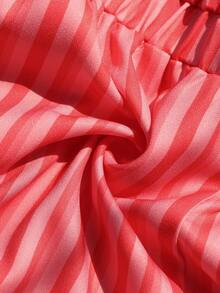 Vivid Eden Plus Size Striped Frill Trim Jumpsuit,Women's Red Summer Boho Satin Vacation Holiday Casual Beach Outfits, Festival Zoey Zante Zanzea Dress - Red - View 13