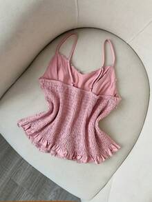 Modelyn Camiseta de mujer con bordado de rosa, floral 3D, romántica y versátil - Rosa - Ver 2