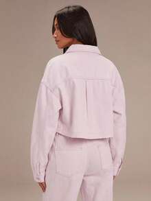Athîral Denim Women's Casual Solid Color Denim Shirt - Baby Pink - View 2