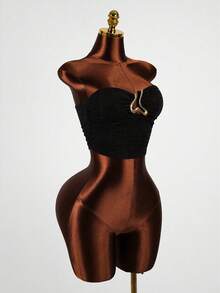 SaltGleam SaltGleam Top corto elegante con hebilla de metal decorativa para uso diario y vacaciones, estilo callejero juvenil para primavera/verano - Negro - Ver 5
