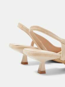 CUCCOO HITCHD 女士高跟鞋，优雅尖头设计，粉色水晶花卉装饰，卡其色绒面革，适合婚礼新娘、伴娘、派对宾客穿着 - 卡其色 - 查看 5