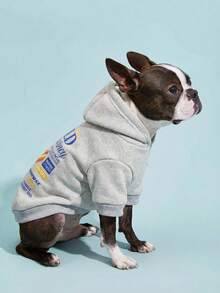 PETSIN 1 Breakfast Letter Printed Pet Gray Sports Style Thick Warm Spring And Autumn Pet Clothing Hoodie - Grey - View 5