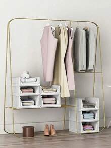 1PC Foldable Stackable Storage Basket Drawer Organizer Box For Closet Clothing Dresser Shelf Rack Bedroom Kitchen Desktop Snack Display Holder Collapsible Bin Container For Home Organization Wardrobe Tidy - White - View 8