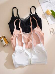 NudeFit 3-Pack Minimalist Seamless Mesh Patchwork Adhesive Bras - Multicolor - View 6