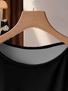 SHEIN Clasi 休闲简约黑色衬衫配领结和黑色底棕色豹纹宽松直筒裤两件套，适合春夏、度假、复古风格 - 彩色 - 查看 4