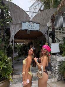 Costavie Bộ bikini 4 món buộc dây cổ trang trí vỏ sò - Nhiều màu - Xem 4